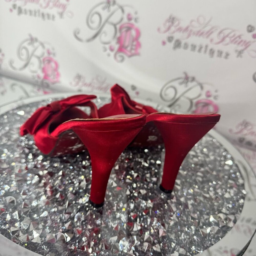 La vie en rose heels ribbon 🎀 bows red heels red bow ribbon accent silky satiny - Picture 6 of 14